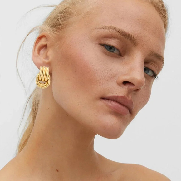 ❤️Women Chunky Gold Earrings Stud Geometric Dangle Drop Earrings  for Women - Picture 5 of 7